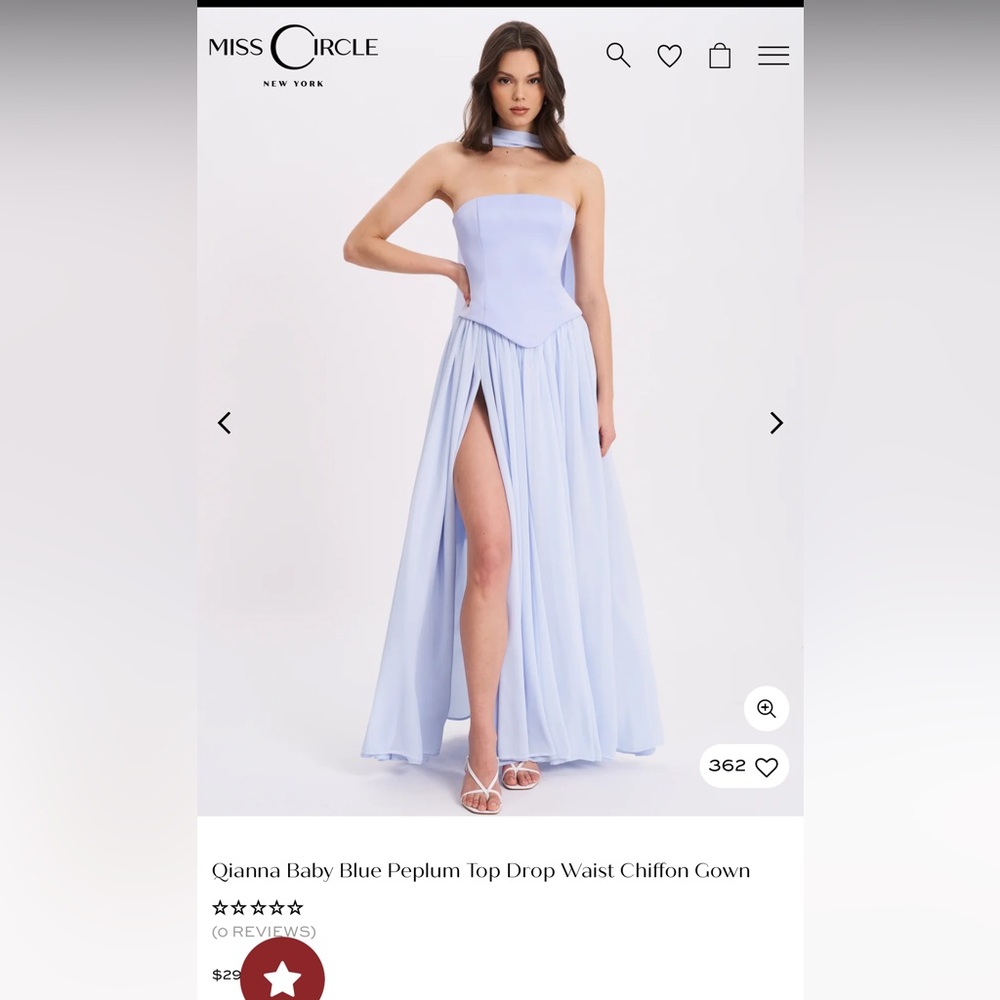 Miss Circle Baby Blue Asymmetrical Chiffon Gown
